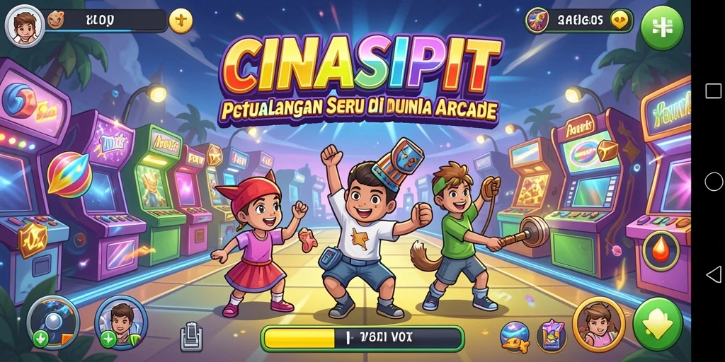 Tampilan gameplay seru dari CINASIPIT dengan karakter unik.