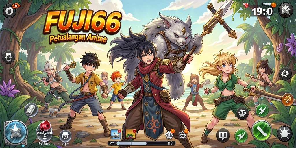 Gambar menampilkan aksi seru dalam game Anime FUJI66.