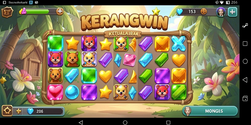 Screenshot gameplay KERANGWIN menampilkan aksinya yang seru di Match-3.