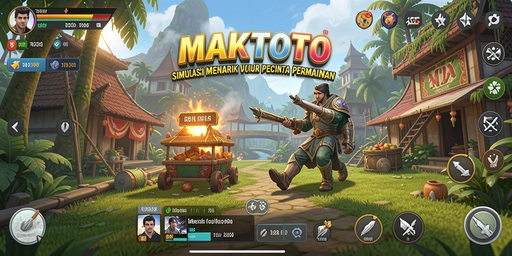 Screenshot gameplay MAKTOTO menampilkan dunia simulasi yang kaya dan interaktif.