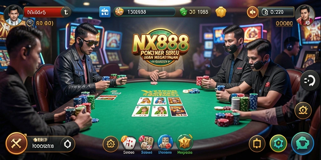 Tangkapan layar gameplay NX888 yang menampilkan aksi poker seru.