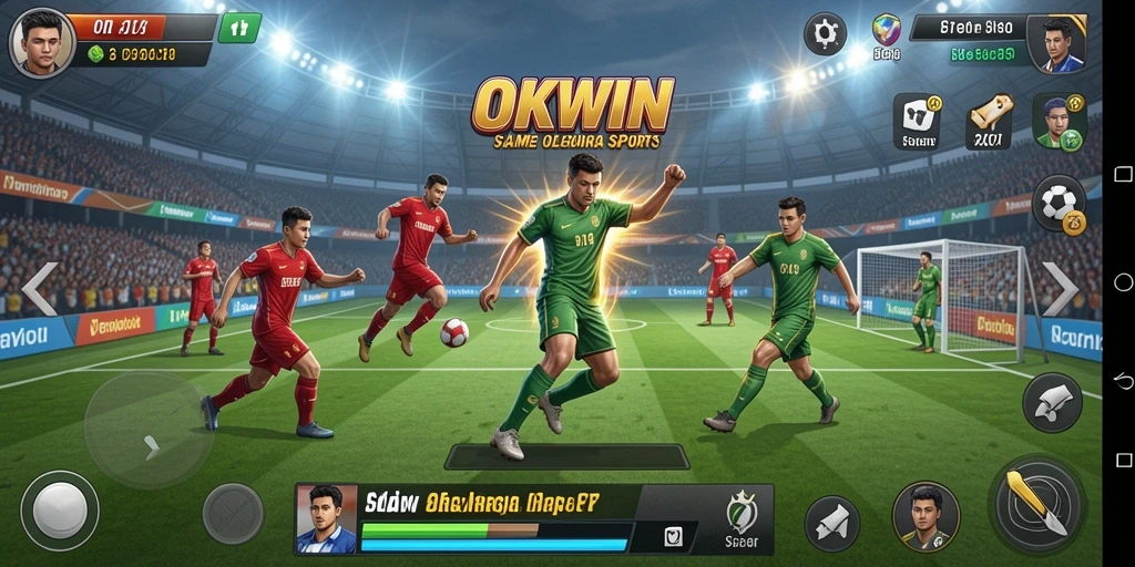Tampilan menarik gameplay OKWIN menampilkan aksi olahraga seru.