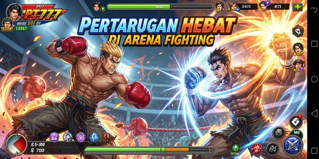 Tampilan aksi seru dalam gameplay Fighting PT777.