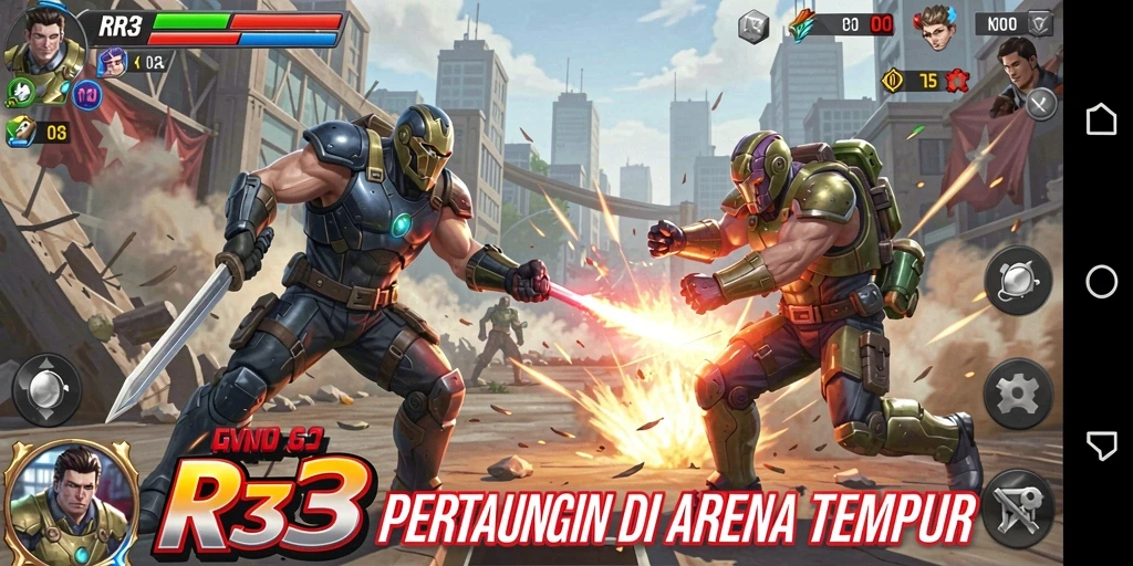 Tangkapan layar gameplay menampilkan aksi pertarungan seru dalam RR33.