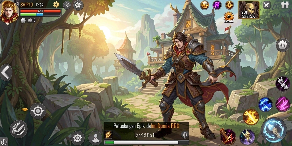 Screenshot gameplay RPG SVIP10 yang menampilkan pertempuran yang mendebarkan.