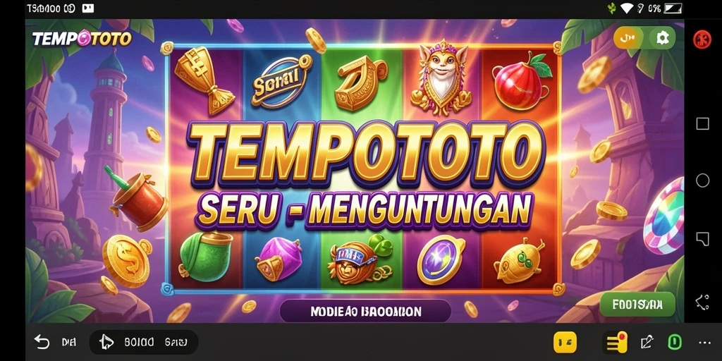 Screenshot gameplay TEMPOTOTO menampilkan mesin slot yang penuh warna.